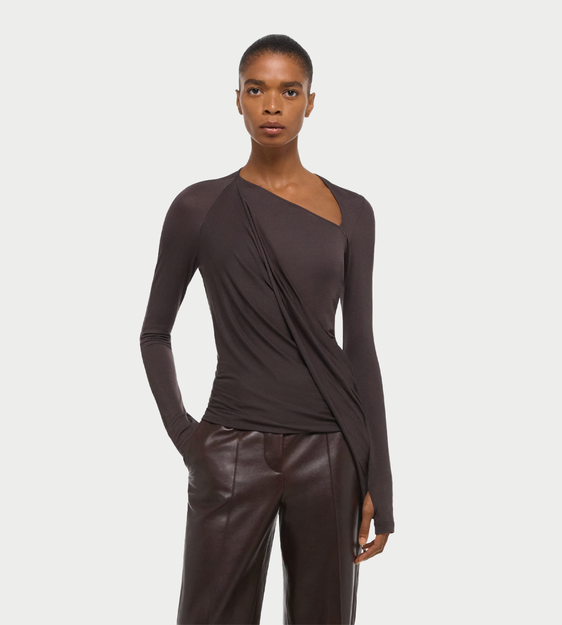 HELMUT LANG - Twisted Long sleeve Shirt Dk. Roast