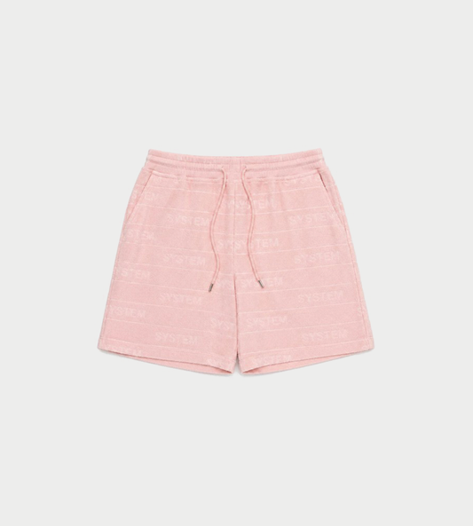 System - Embossed Terry Logo Shorts Pink