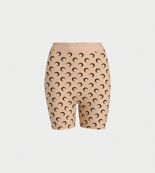 MARINE SERRE - Moon Printed Yoga Shorts Tan