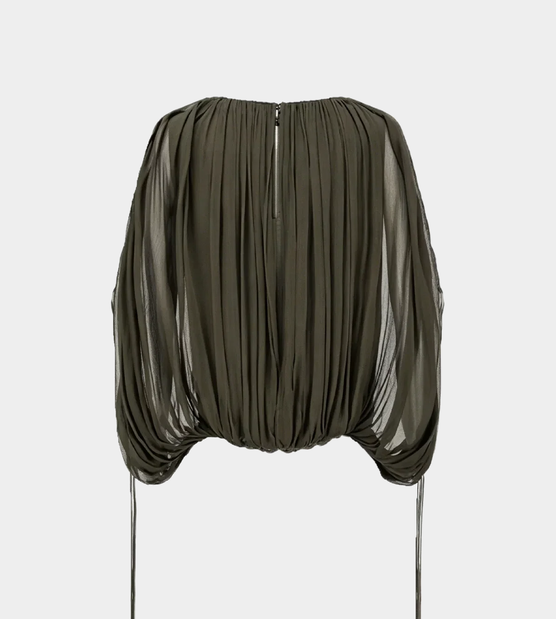 INTO THE EAST - Shoulder Sleeve Drawstring Top Olive Green 
