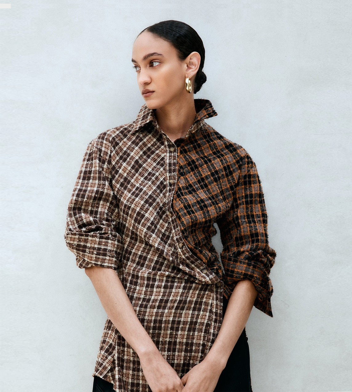 ANDERSSON BELL - Twist Check Shirt Brown