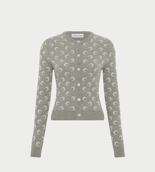 MARINE SERRE - Moon Jacquard Cardigan Grey