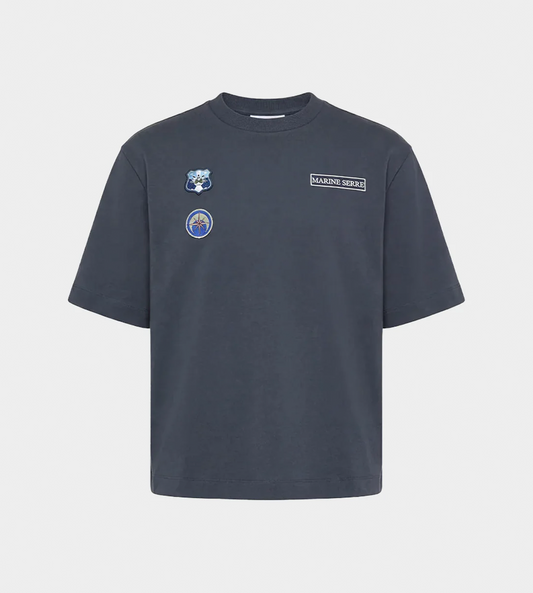 MARINE SERRE - Scout Patches Crewneck T-Shirt Blue