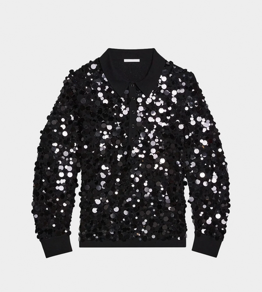 Helmut Lang - Paillette Polo Sweater Blk