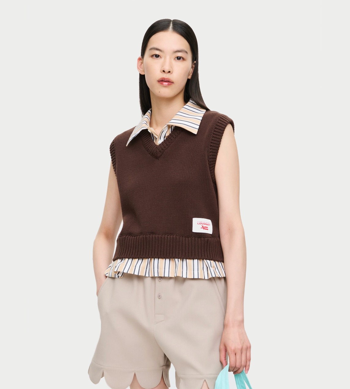 Charles Jeffrey Loverboy - Smart cropped vest Brown