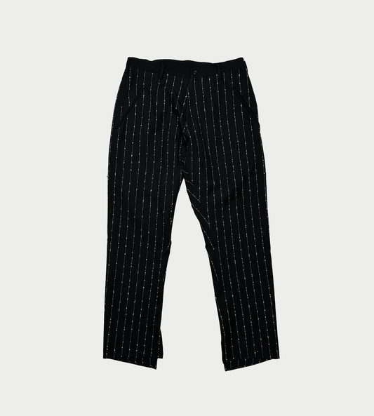 SULVAM - Wide Striped Slim Slit Pants Blk