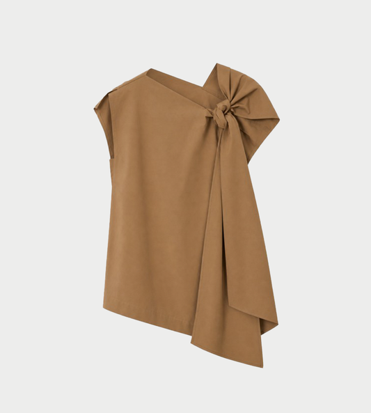 UJOH - Shoulder Tied Blouse Brown