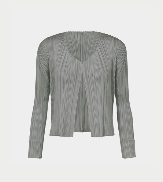 PLEATS PLEASE ISSEY MIYAKE - Basic Pleated Cardigan Grey
