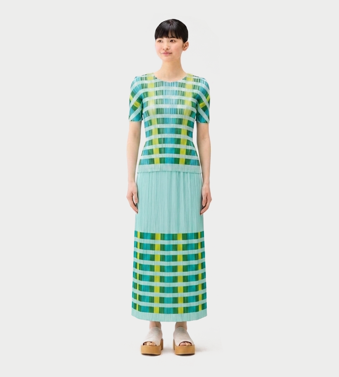 Gingham-Print Skirt Green