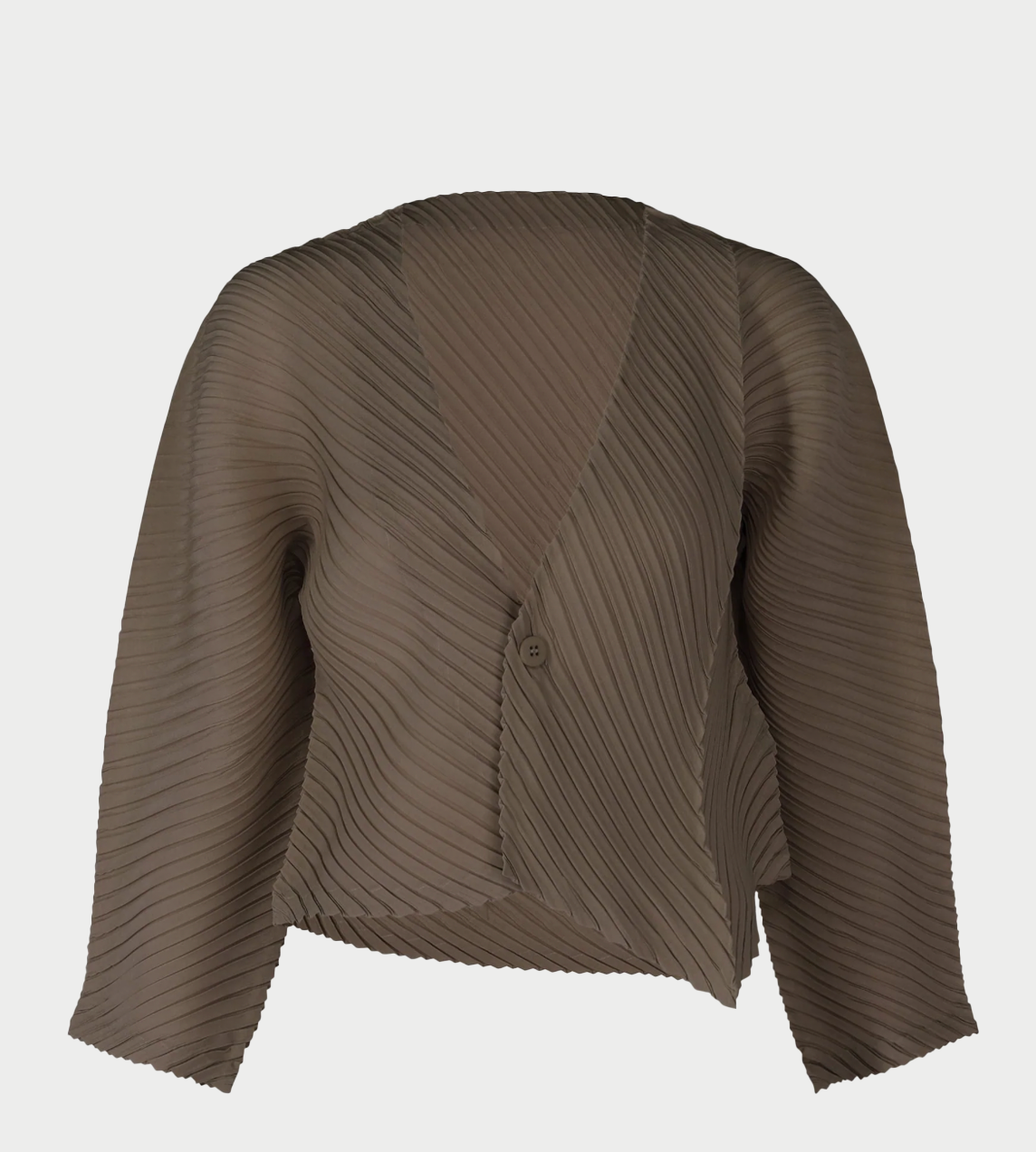 ISSEY MIYAKE - Plaster Pleats Solid Cardigan Dk Brown