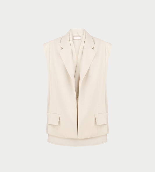 Layered Tucked-Hem Vest Ivory