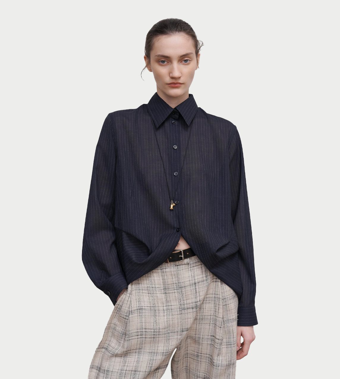 LITKOVSKA - Shirt With Draped Hem Dk Navy