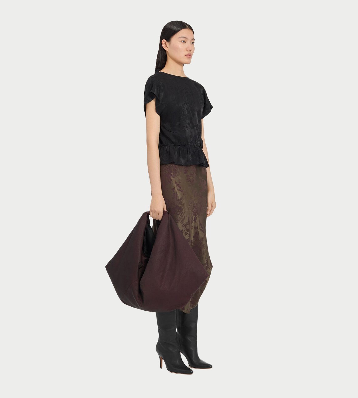 Jacquard Short-sleeved Top Blk