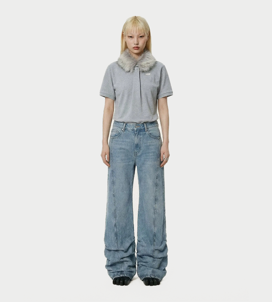 Jessie Sharpei Pleated Jeans Blue