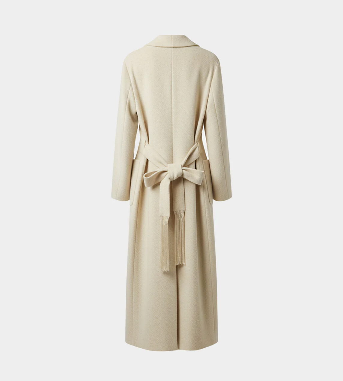 INTO THE EAST - Textured Wool Borg Collar Coat Ivory 