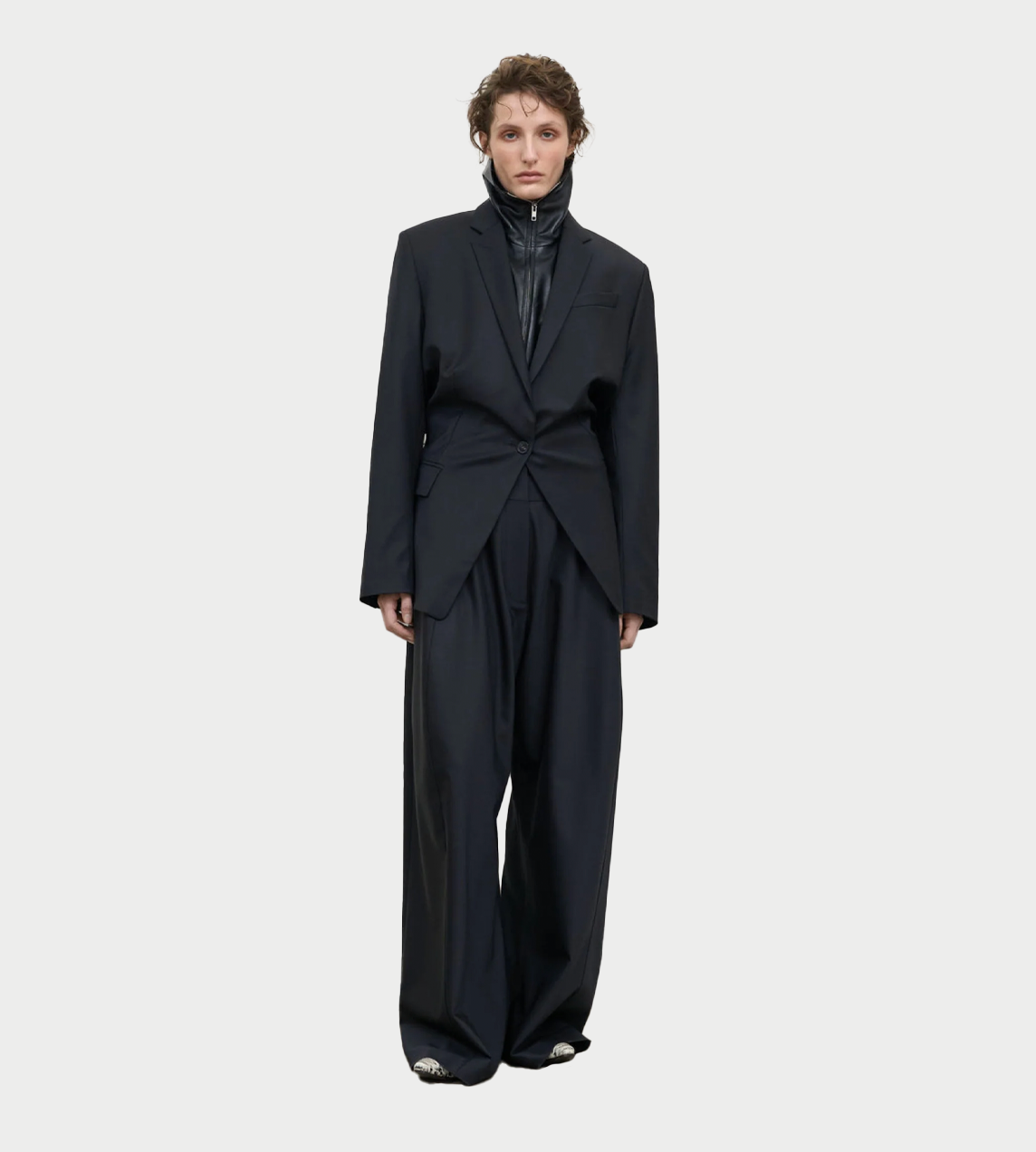 Litkovska - High-Rise Wool Wide-Leg Pants Blk