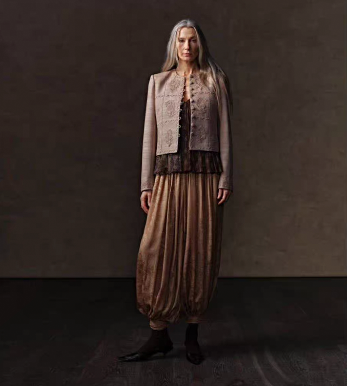 Paisley Embroidered Coat Sand