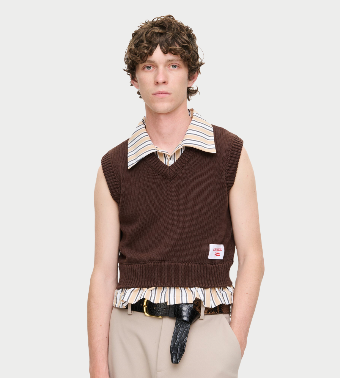 Charles Jeffrey Loverboy - Smart cropped vest Brown
