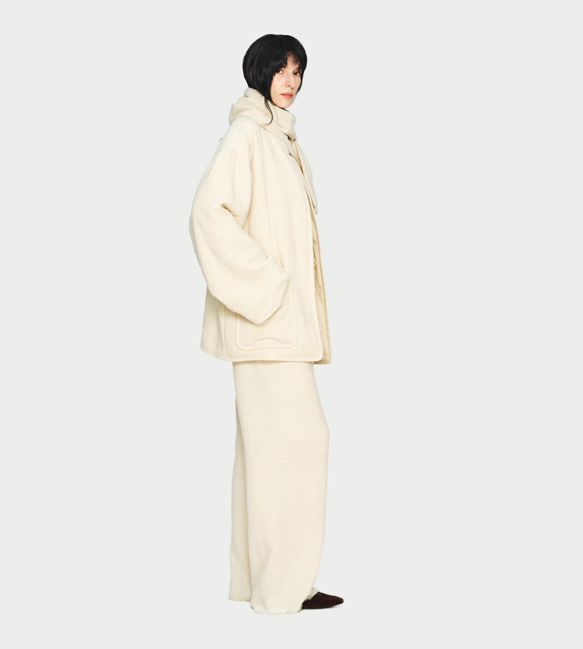 Textured Drawstring Pants Ivory
