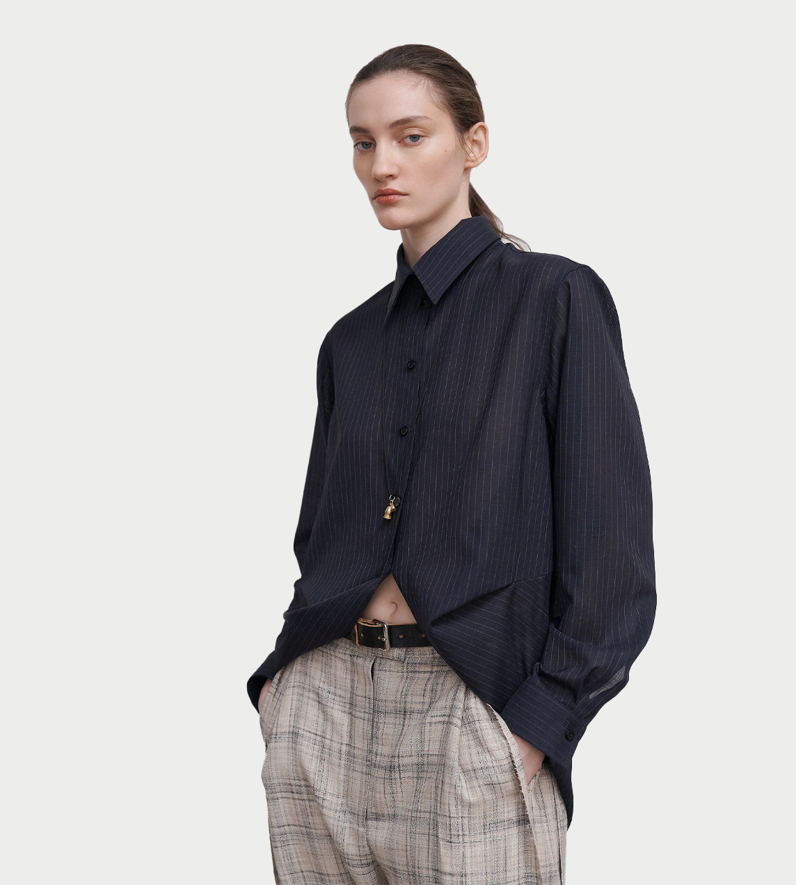 LITKOVSKA - Shirt With Draped Hem Dk Navy