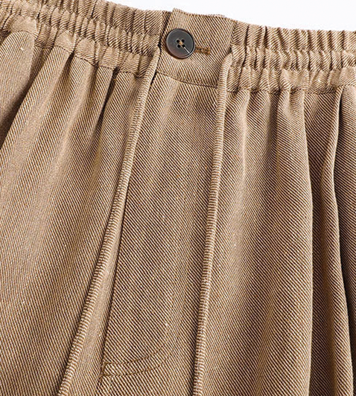 Linen Interwoven Loose-fitting Wide- leg Pants Lt Coffee