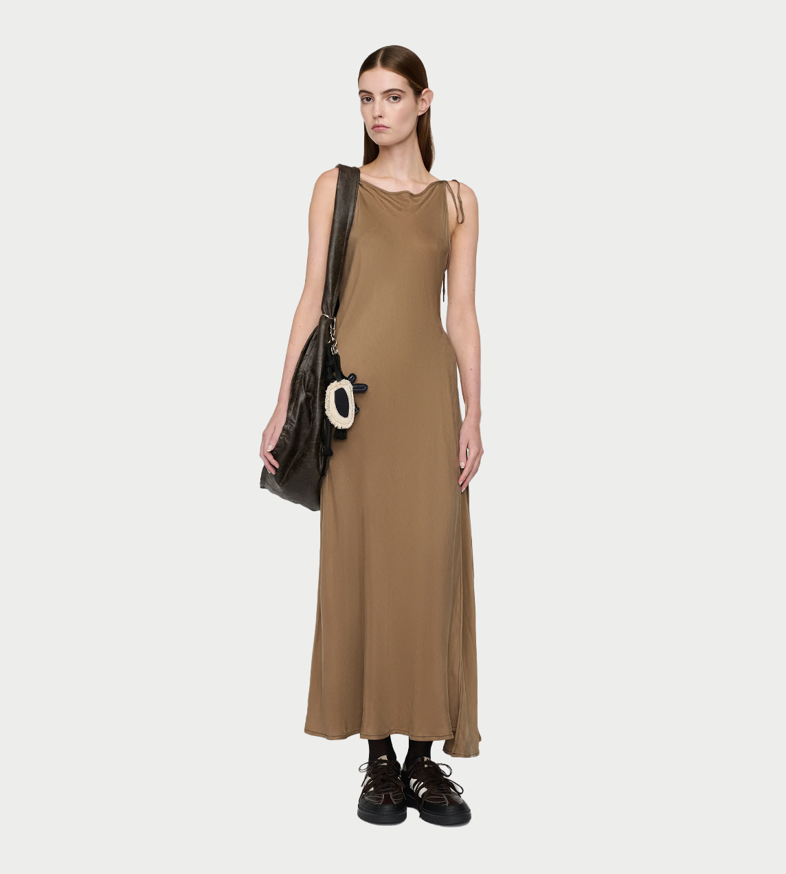 SONG FOR THE MUTE - Tied Wrap Dress Camel