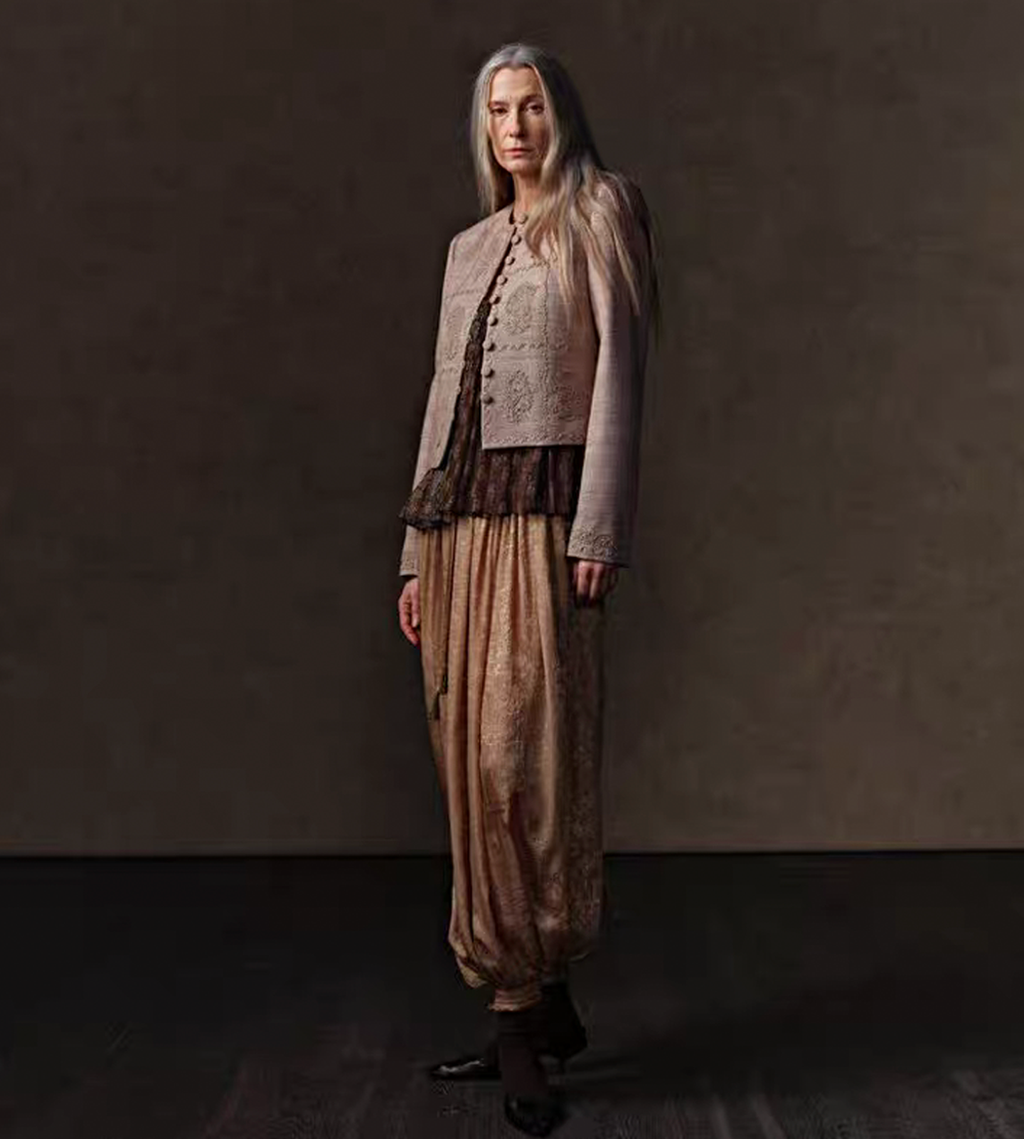 Paisley Embroidered Coat Sand