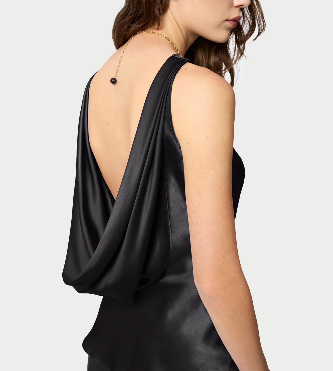 Draped Satin Halterneck Sleeveless Blouse Blk