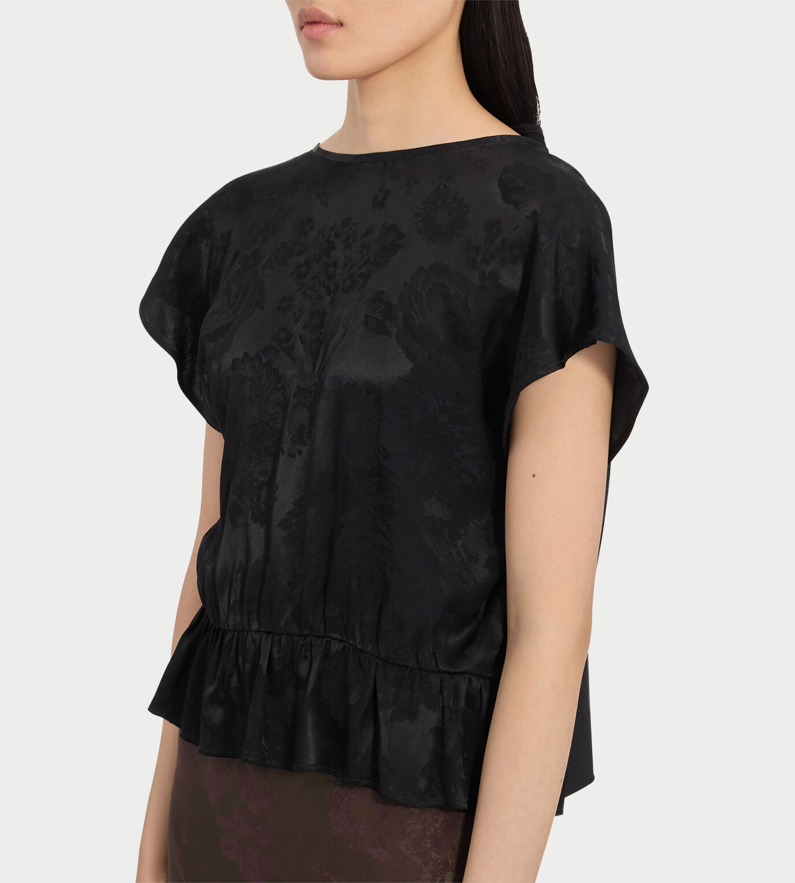 Jacquard Short-sleeved Top Blk