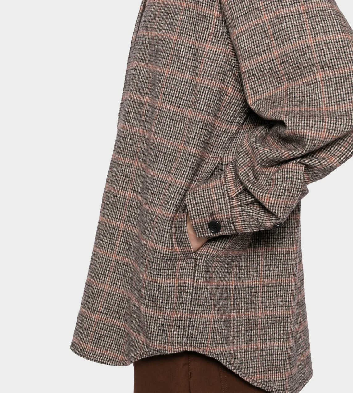 Hooded Wool Flannel Shirt Brown
