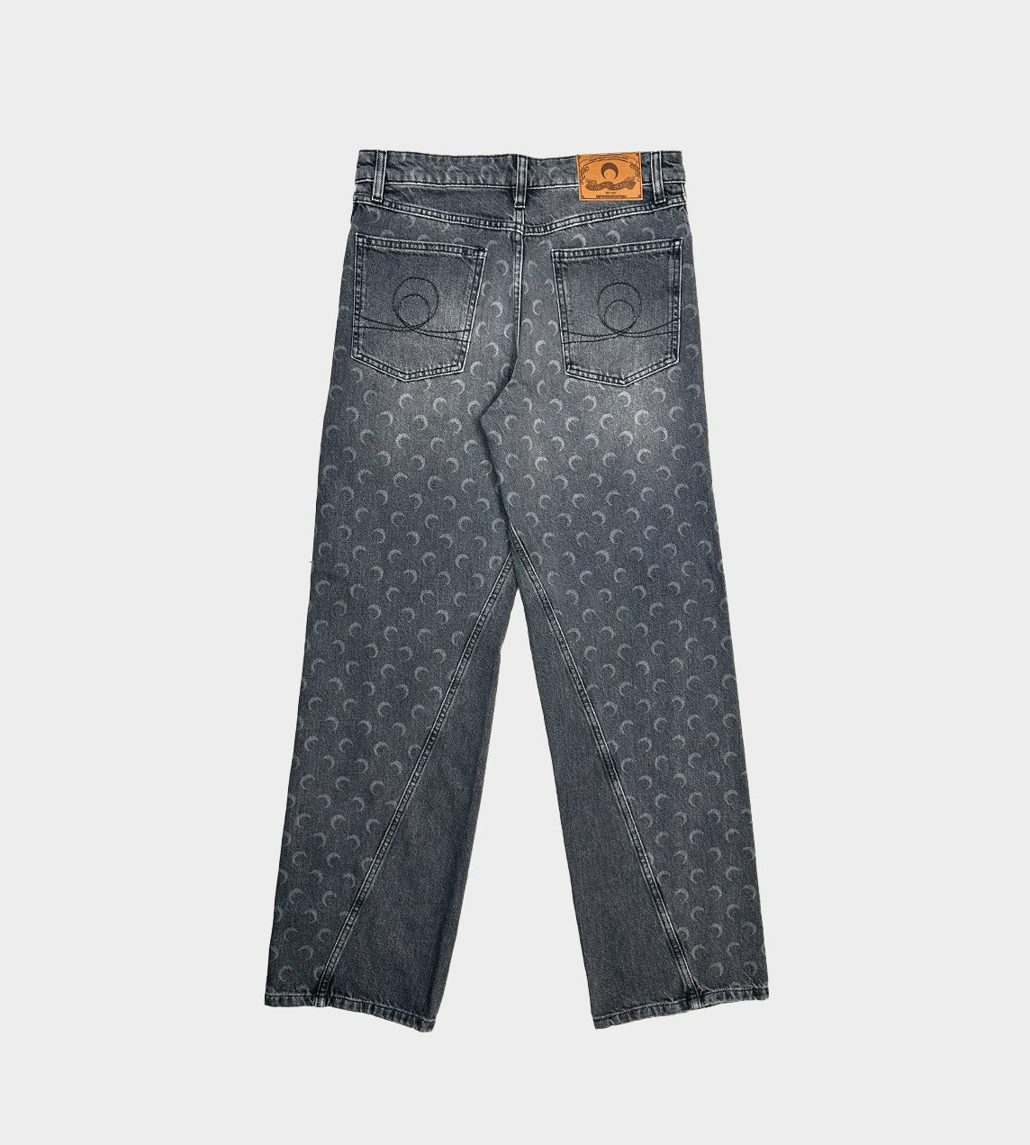 MARINE SERRE - Moon Laser Grey Wash Baggy Jeans W Dk Grey