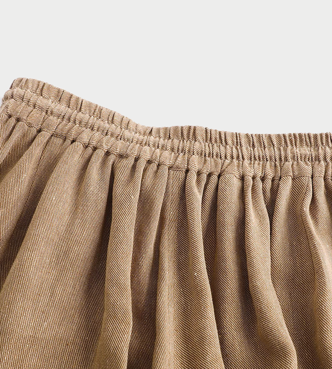 Linen Interwoven Loose-fitting Wide- leg Pants Lt Coffee