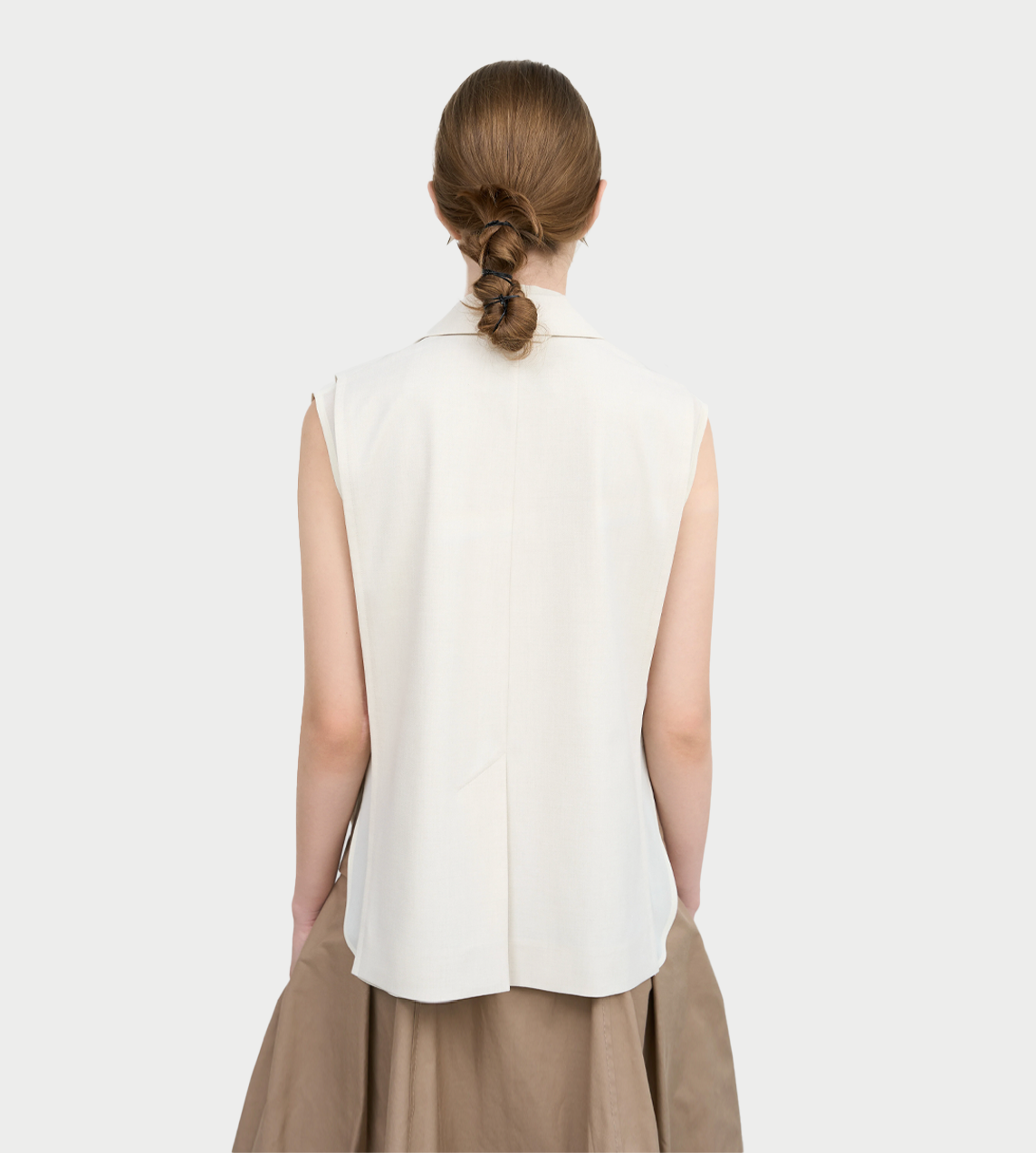 Layered Tucked-Hem Vest Ivory