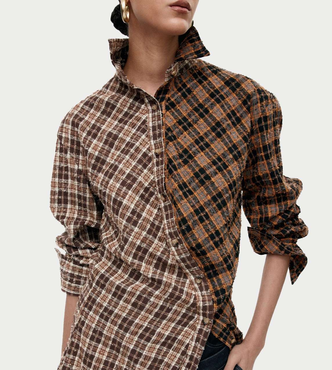 ANDERSSON BELL - Twist Check Shirt Brown