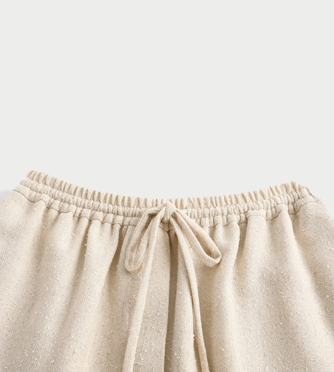 Textured Drawstring Pants Ivory