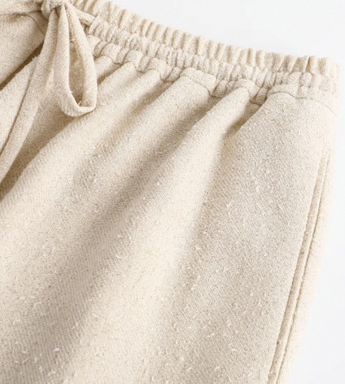 Textured Drawstring Pants Ivory