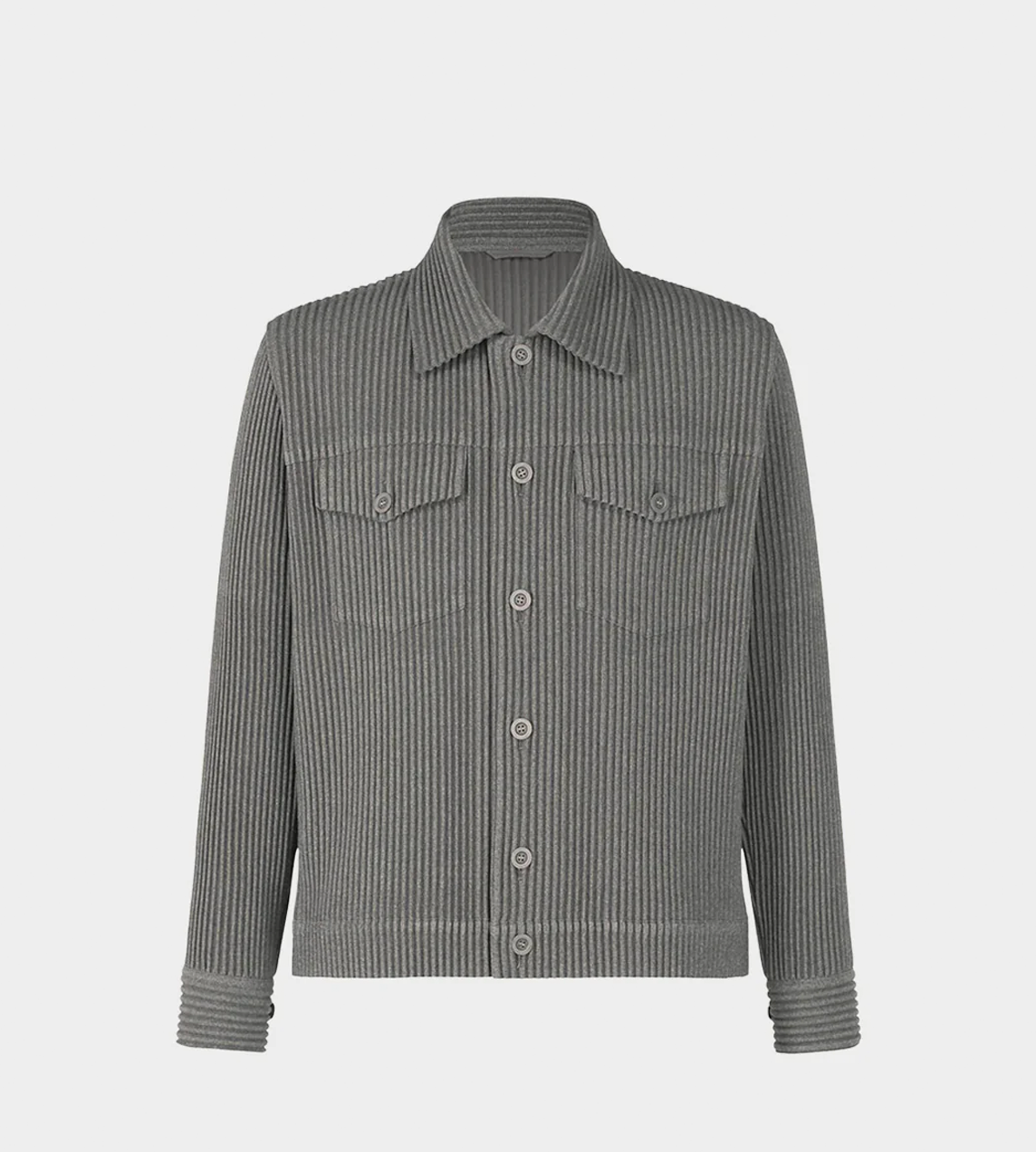 Homme Plisse Issey Miyake - Wool-like Pleated Jacket Grey