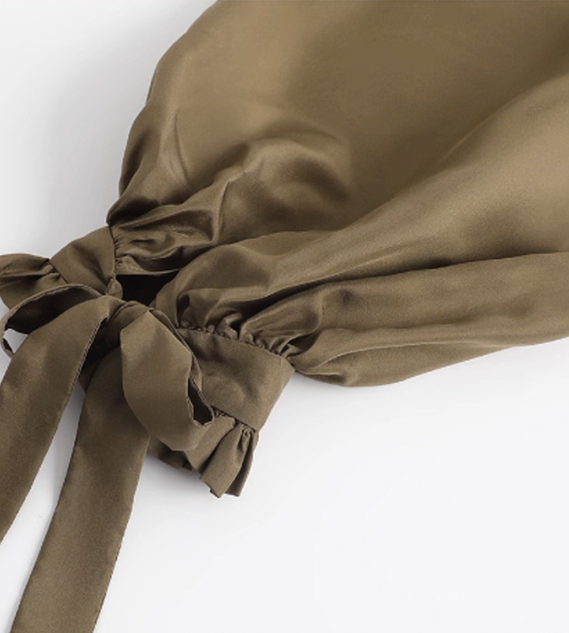 Lace-up Silk Blouse Moss Green