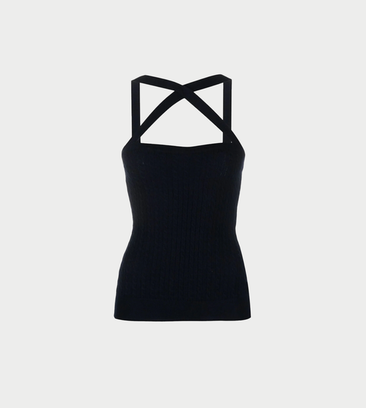 Patou - Cross Front Tank Top Black