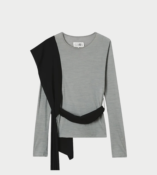 MM6 MASION MARGIELA - Scarf-detailed L/S Top Grey