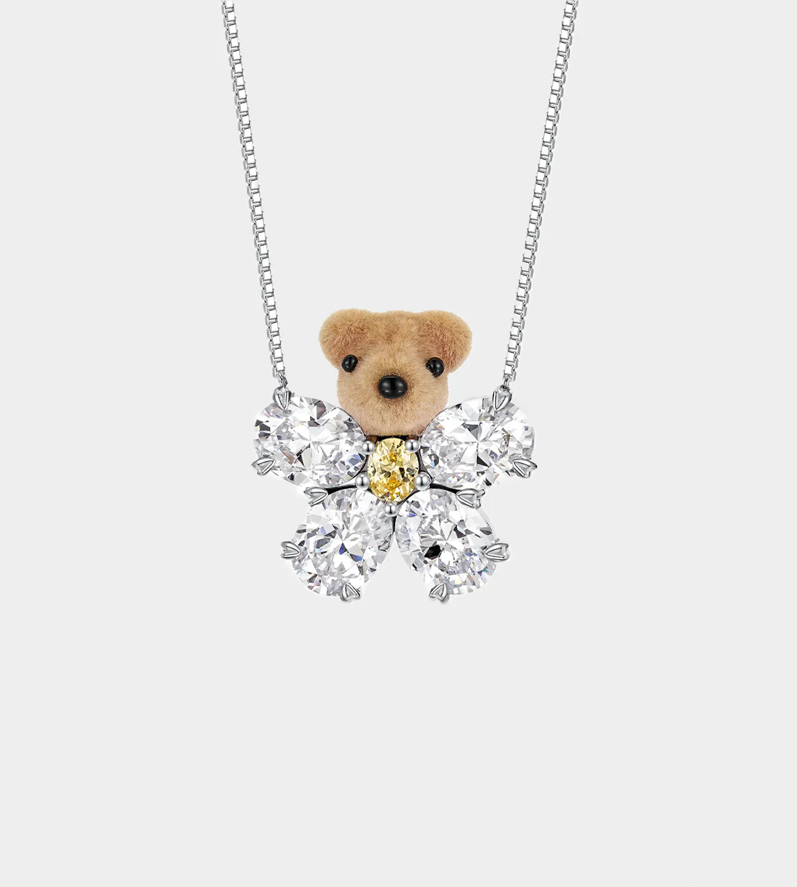 YVMIN - Gemstone Flower Bear Necklace