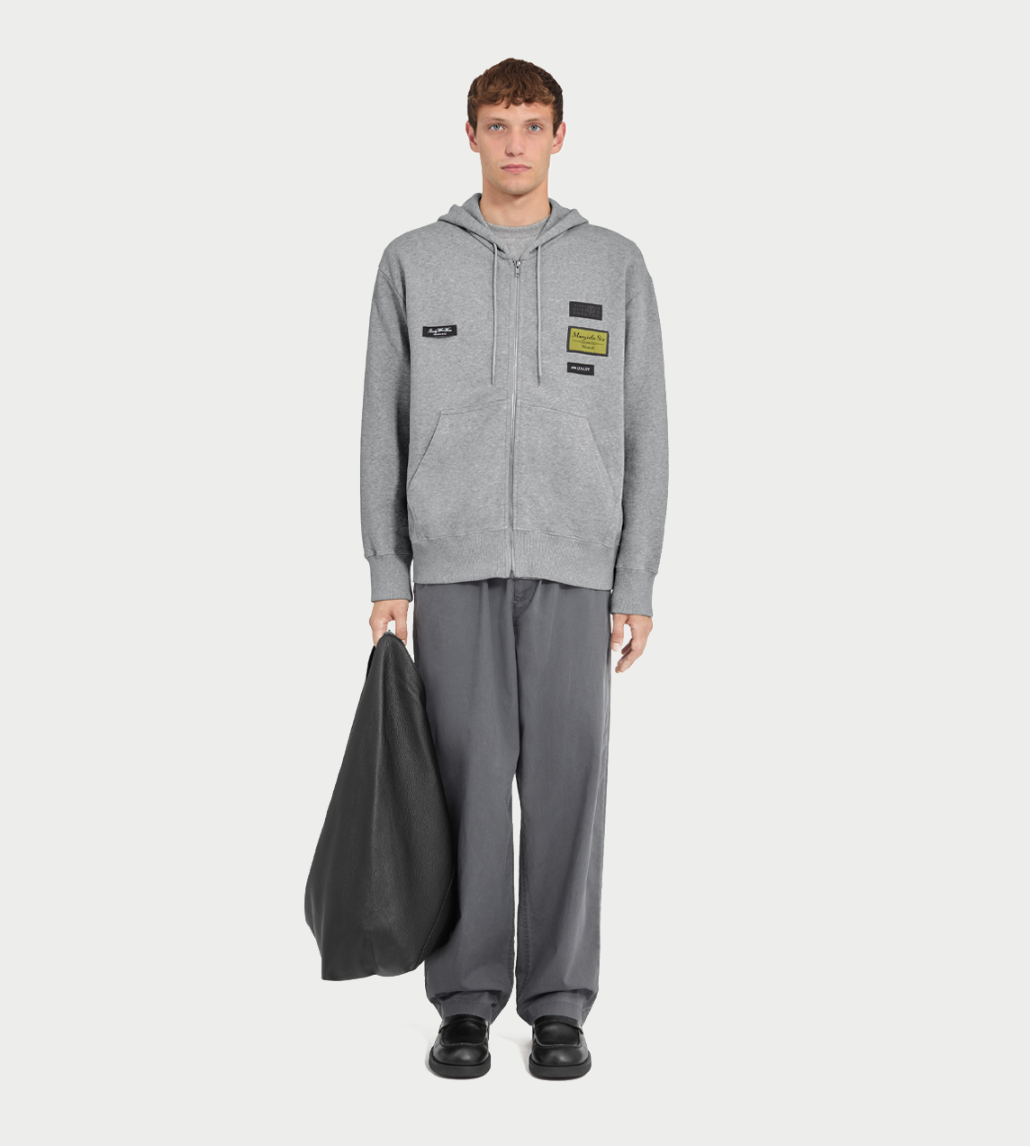 Jacquard Label Hooded Sweatshirt Grey