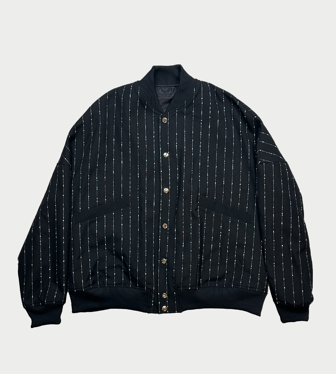 SULVAM - Wide Striped Stadium Jacket Blk