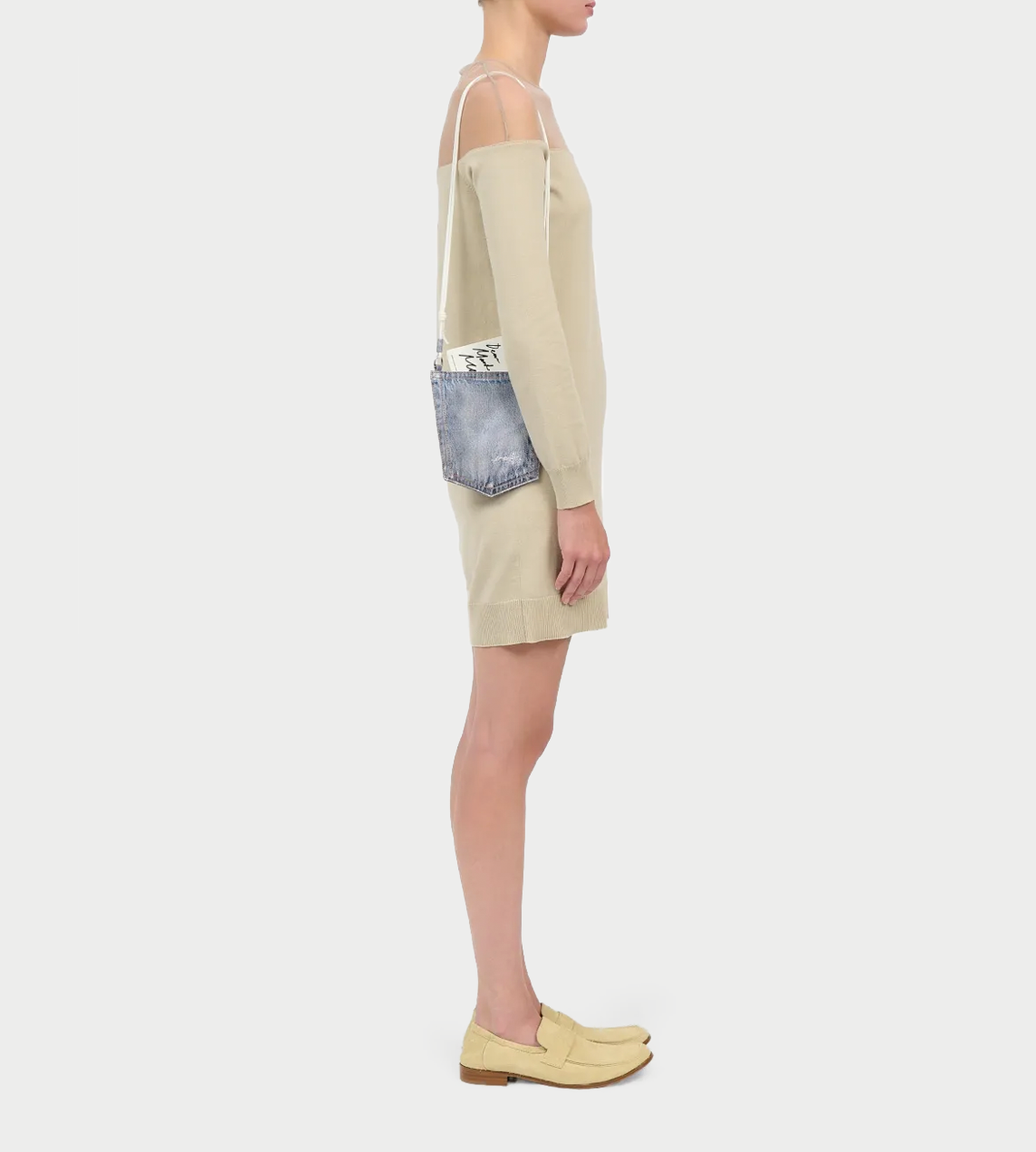Denim-effect Coated Shoulder Bag