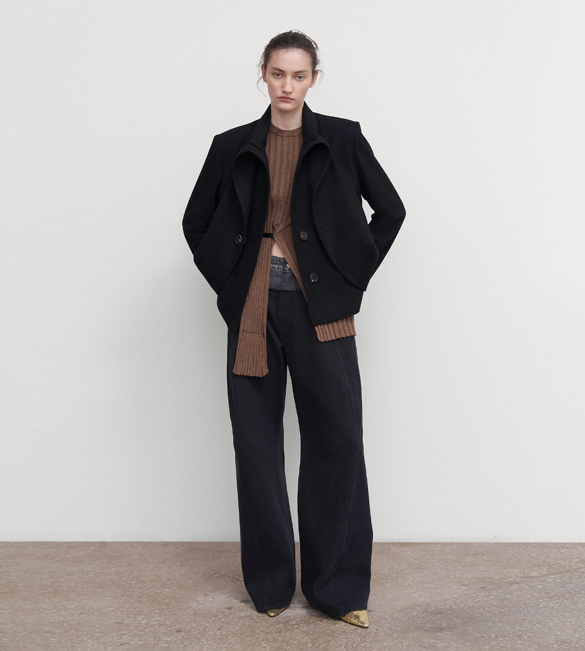 LITKOVSKA - Draped Wool Peacoat Blk