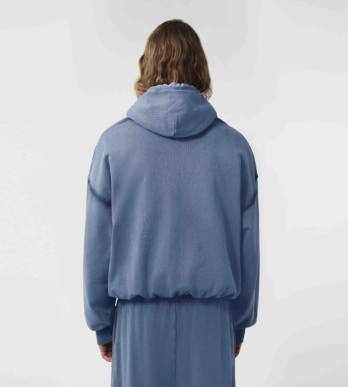 Tim Shoulderless Hoodie Logo Blue