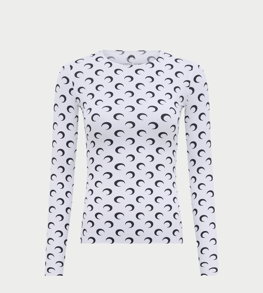 MARINE SERRE - Moon Printed Second-skin Crewneck White