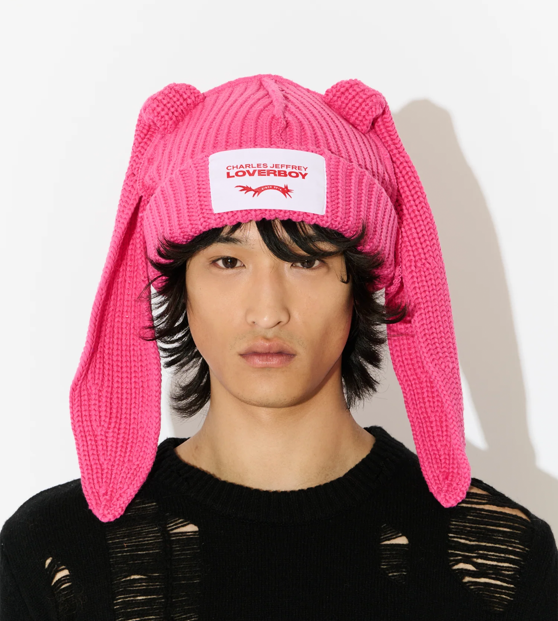 CHARLES JEFFERY LOVERBOY - Chunky Rabbit Beanie Pink