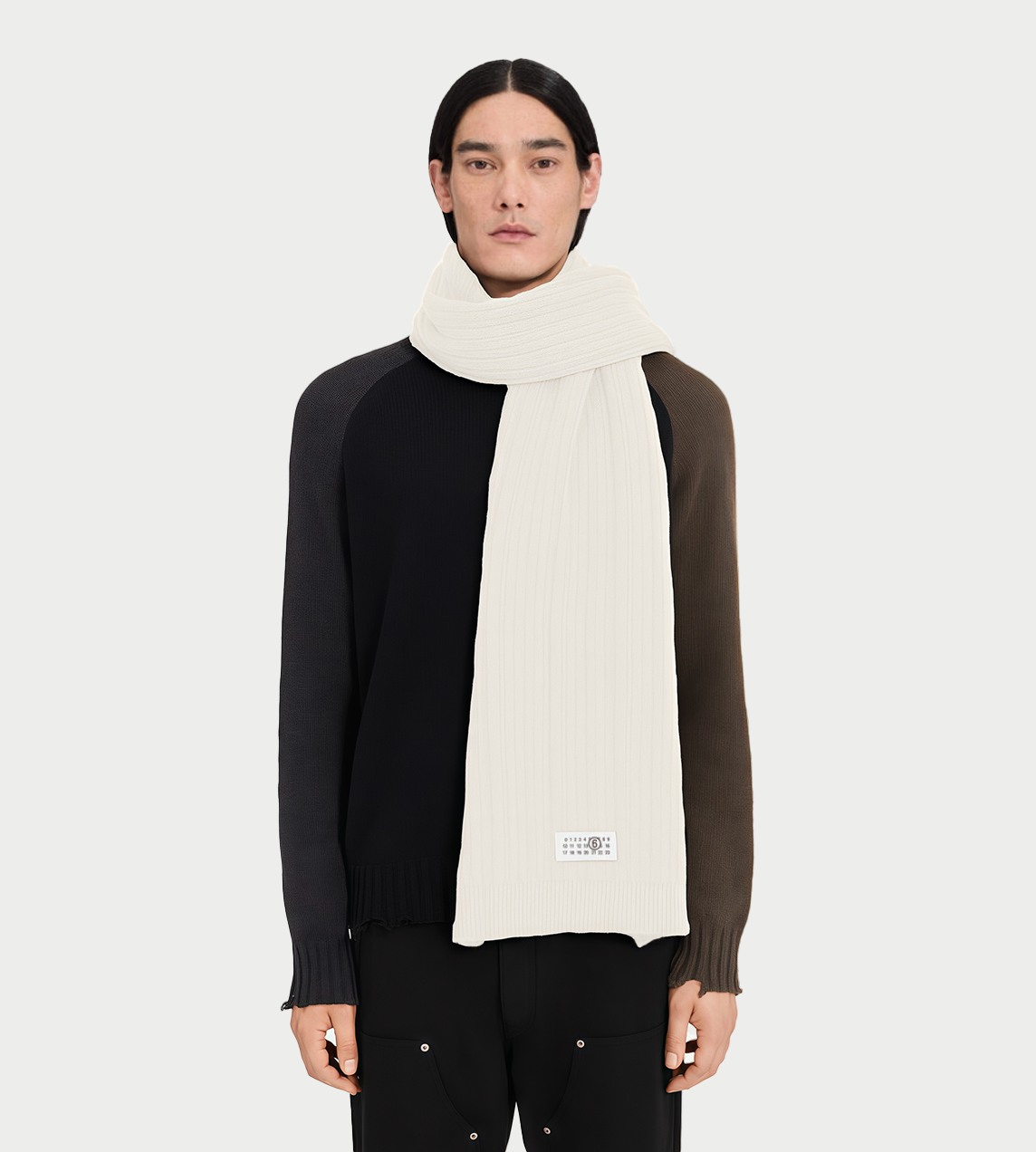 MM6 MAISON MARGIELA - Numberic Patch Ribbed Scarf White