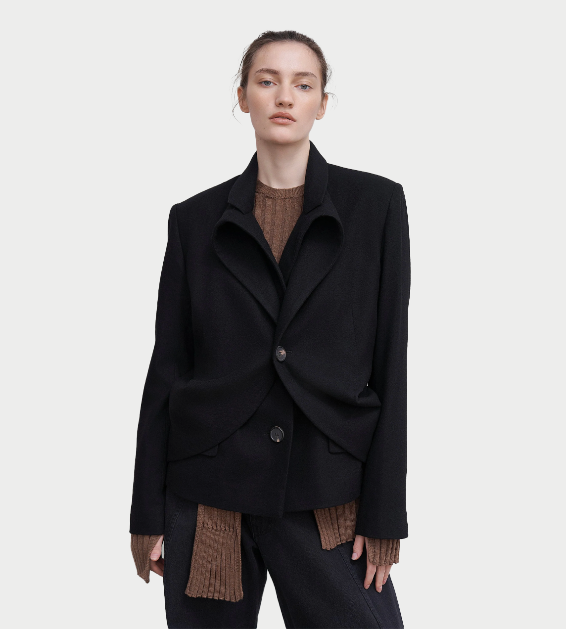 LITKOVSKA - Draped Wool Peacoat Blk